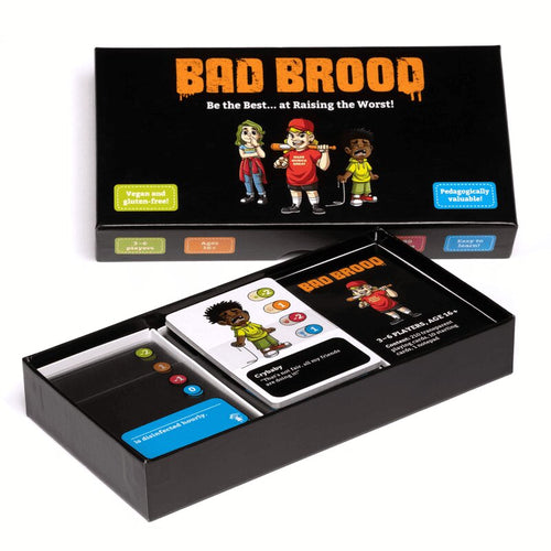 Bad Brood: open box with card trays and starting cards.