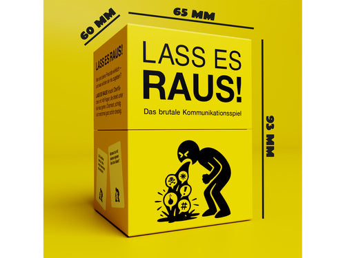 Lass es raus!: Box mit Maßangaben 60 × 65 × 93 mm.