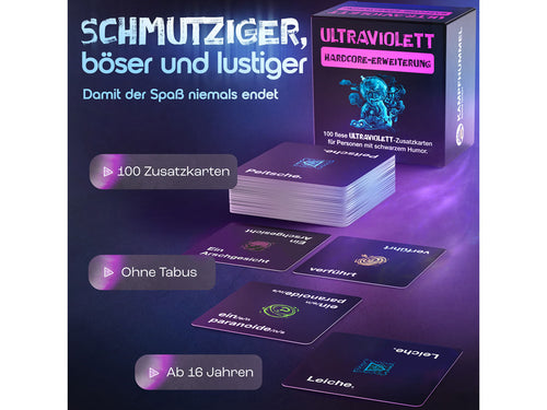 Ultraviolett Hardcore-Erweiterung: Infografik mit 100 Zusatzkarten, ohne Tabus, ab 16 Jahren.