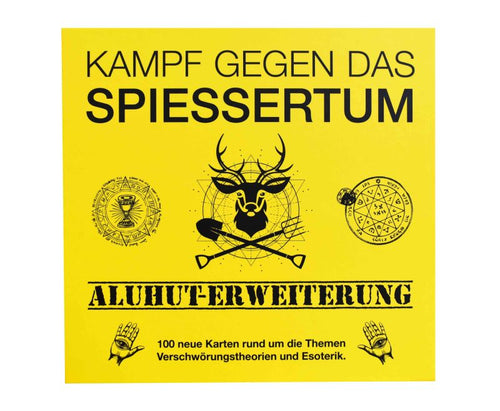 Kampf gegen das Spießertum Aluhut-Erweiterung, gelbe Box, Vorderseite.