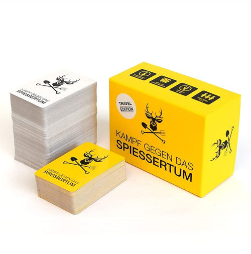 Kampf gegen das Spießertum Travel Edition: Box mit den beiden Kartenstapeln.